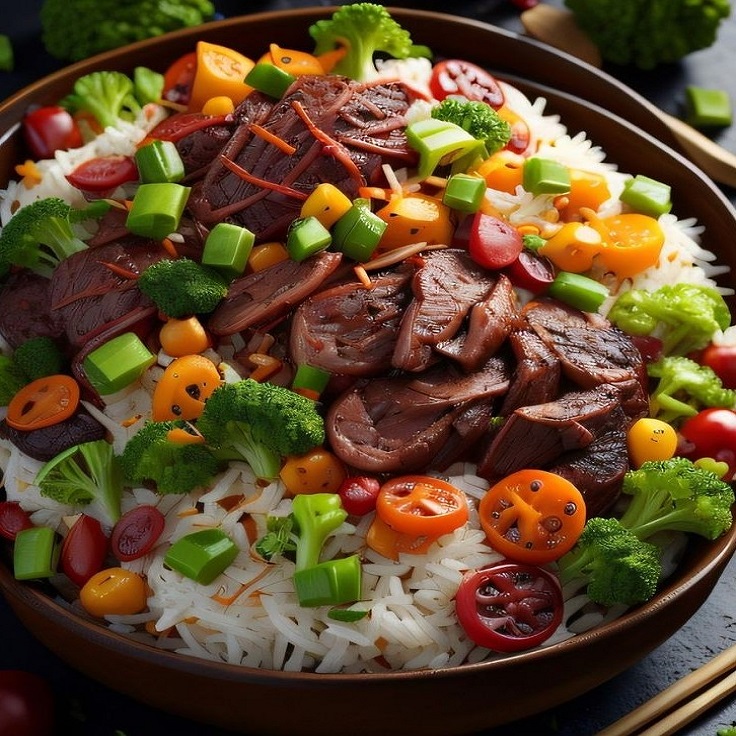 رز مع الخضار واللحم